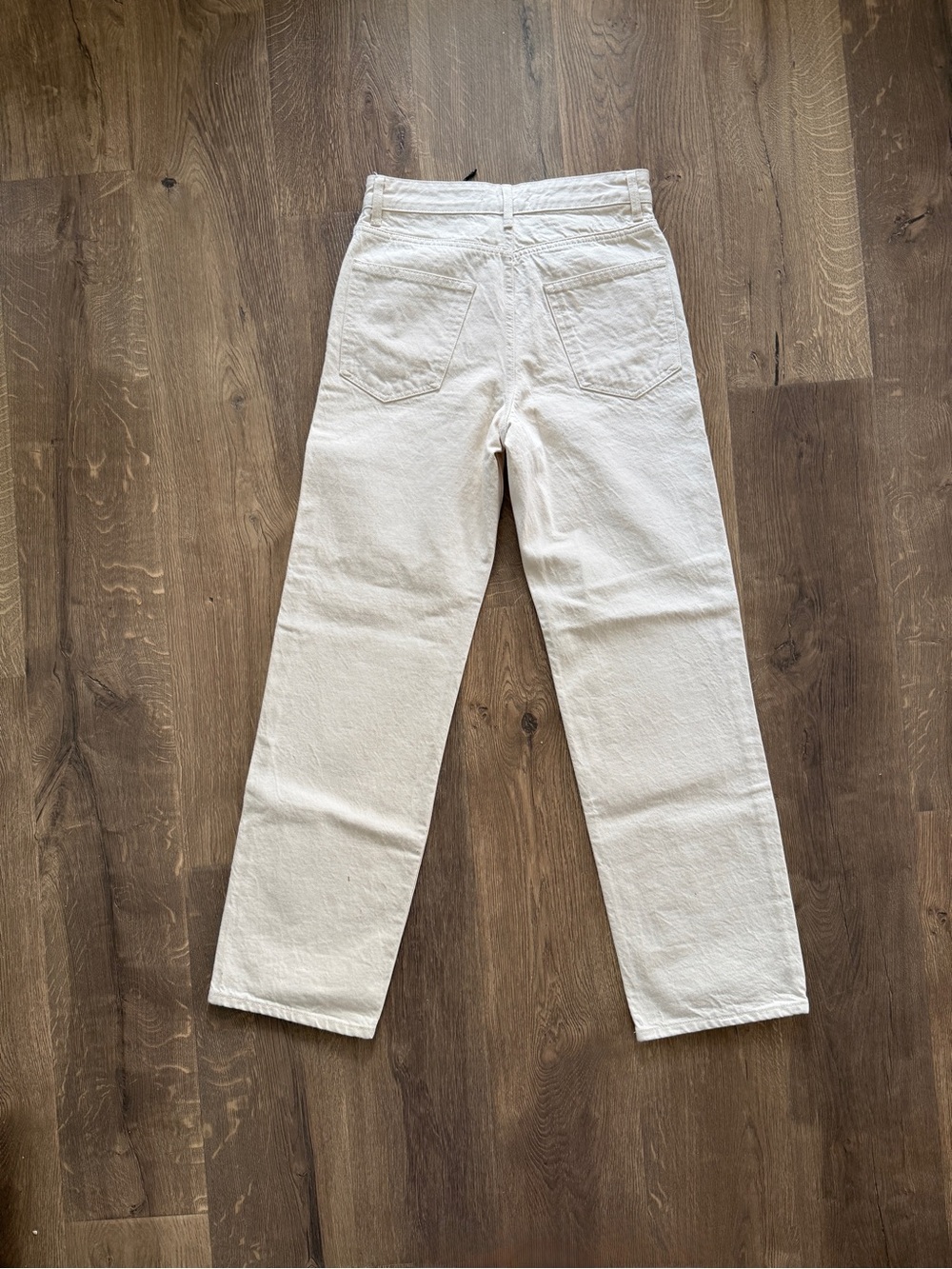 Zara 100%Cotton Cream Wide Leg Jeans - Picture 10 of 13